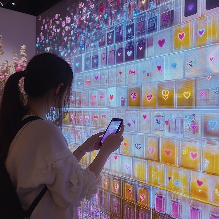 La fresque de la Saint Valentin à Lyon en parfumerie est une animation interactive ludique