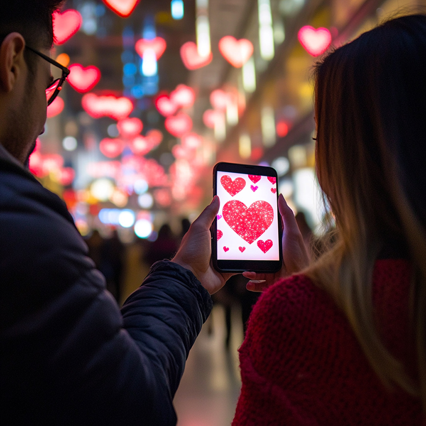 La fresque de la Saint-Valentin à Nice est une animation digitale éco-responsable sur Smartphone en intérieur ou extérieur