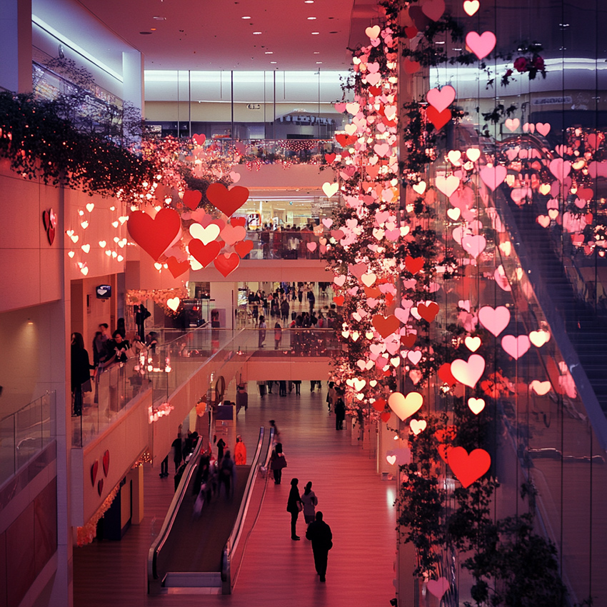 La fresque de la Saint-Valentin à Paris est une animation digitale éco-responsable sur Smartphone pour centre commercial