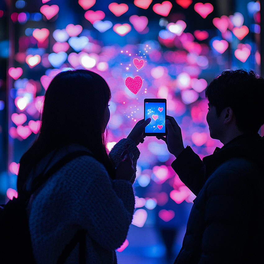 La fresque de la Saint-Valentin à Rennes est une animation digitale éco-responsable sur Smartphone My Art Box